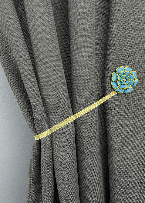 Магниты для штор и гардин Цветок набор 2 шт Голубой с золотистым (81-309) Киев - изображение 5