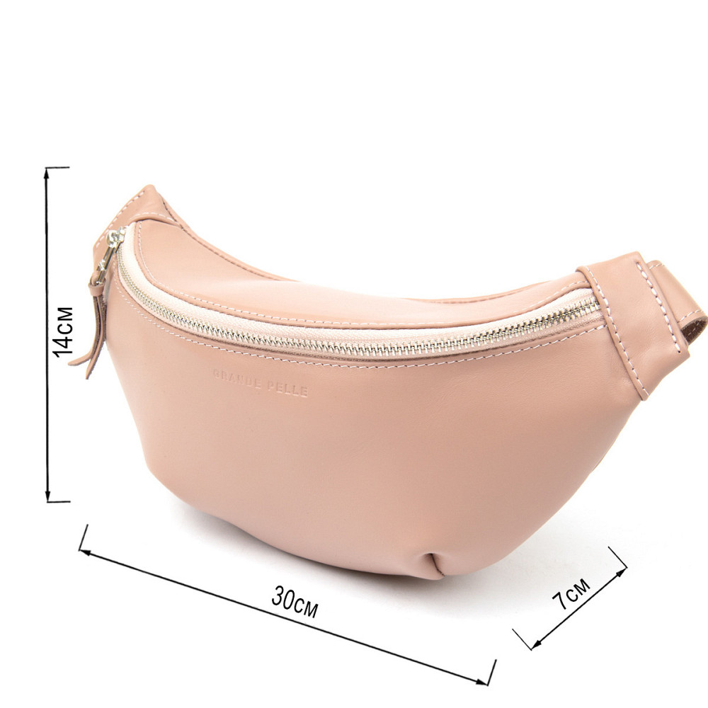Практична шкіряна жіноча поясна сумка GRANDE PELLE 11359 Рожевий Київ - фото 7