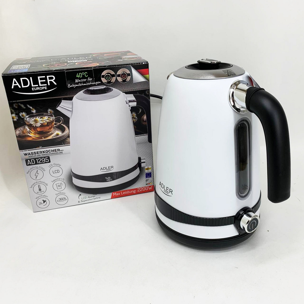 Чайник металлический Adler AD 1295w 1.7л 1850Вт электрический с терморегулятором 40-100 °С White PR-26 Львов - изображение 20