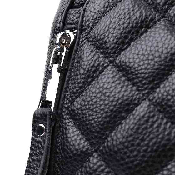 Трендова сумка для жінок у ромби з натуральної шкіри Чорна (Vintage) Київ