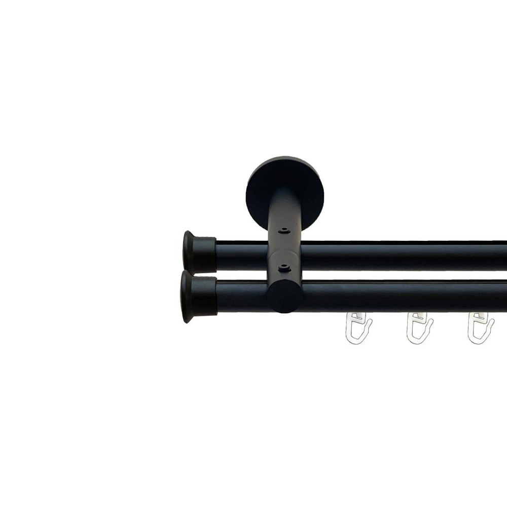 Карниз Orvit Дуо металевий дворядний реверсивний профільна труба  Чорний Оксамит 19\19 мм 160 см (00-00026746) Львів - фото 1