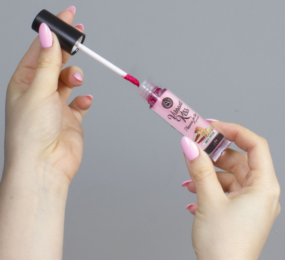 Блеск для губ с эффектом вибрации Secret Play - LIP GLOSS Vibrant Kiss Sweet Popcorn, 6 грамм Sex Aura Киев - изображение 3