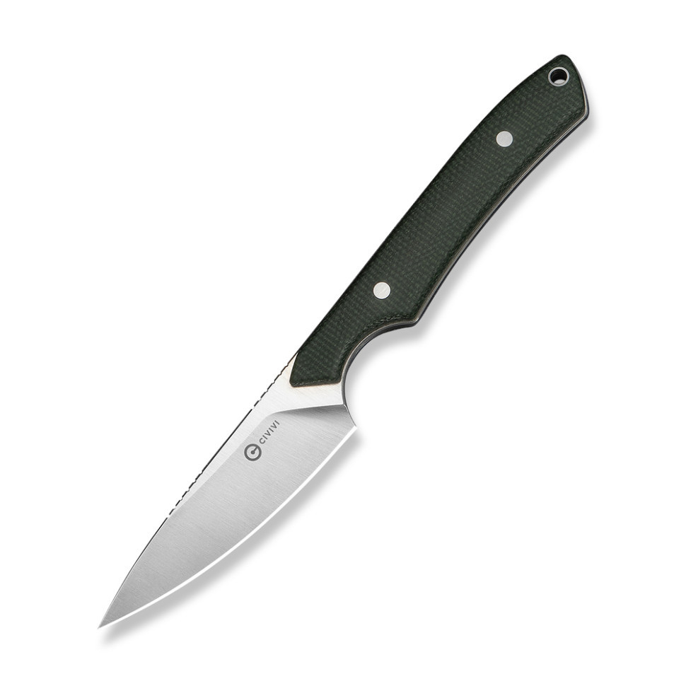 Ніж фіксований кишеньковий Civivi High Grass Field Knife (7,4 см) 14C28N / Micarta зелений з чохлом Київ - фото 1