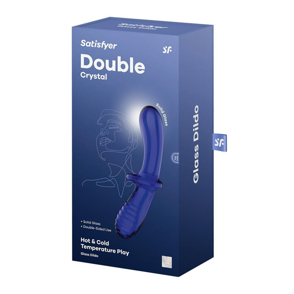 Двосторонній скляний дилдо Satisfyer Double Crystal Light blue, боросилікатне скло, унісекс Sex Aura Київ - фото 5