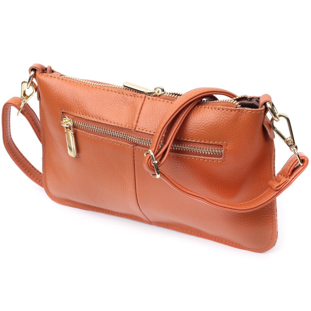 Універсальна жіноча сумка-клатч з двома ременями з натуральної шкіри Vintage 22645 Руда Київ - фото 2