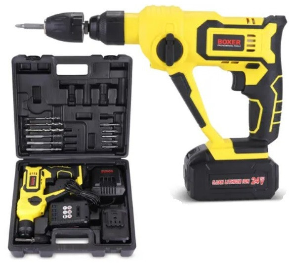 SR-148 Акумуляторний перфоратор SDS+ 2x24 В з м'якою рукояткою, набір свердлів та насадок, кейс Одеса - фото 1