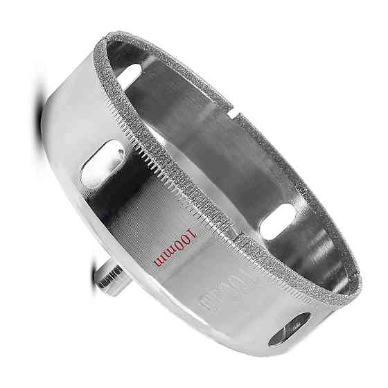 Алмазна коронка 100 мм по плитці/керамограніту/склу, під дриль, хвостовик 9,5 мм, з бічними вікнами (859340129) Київ