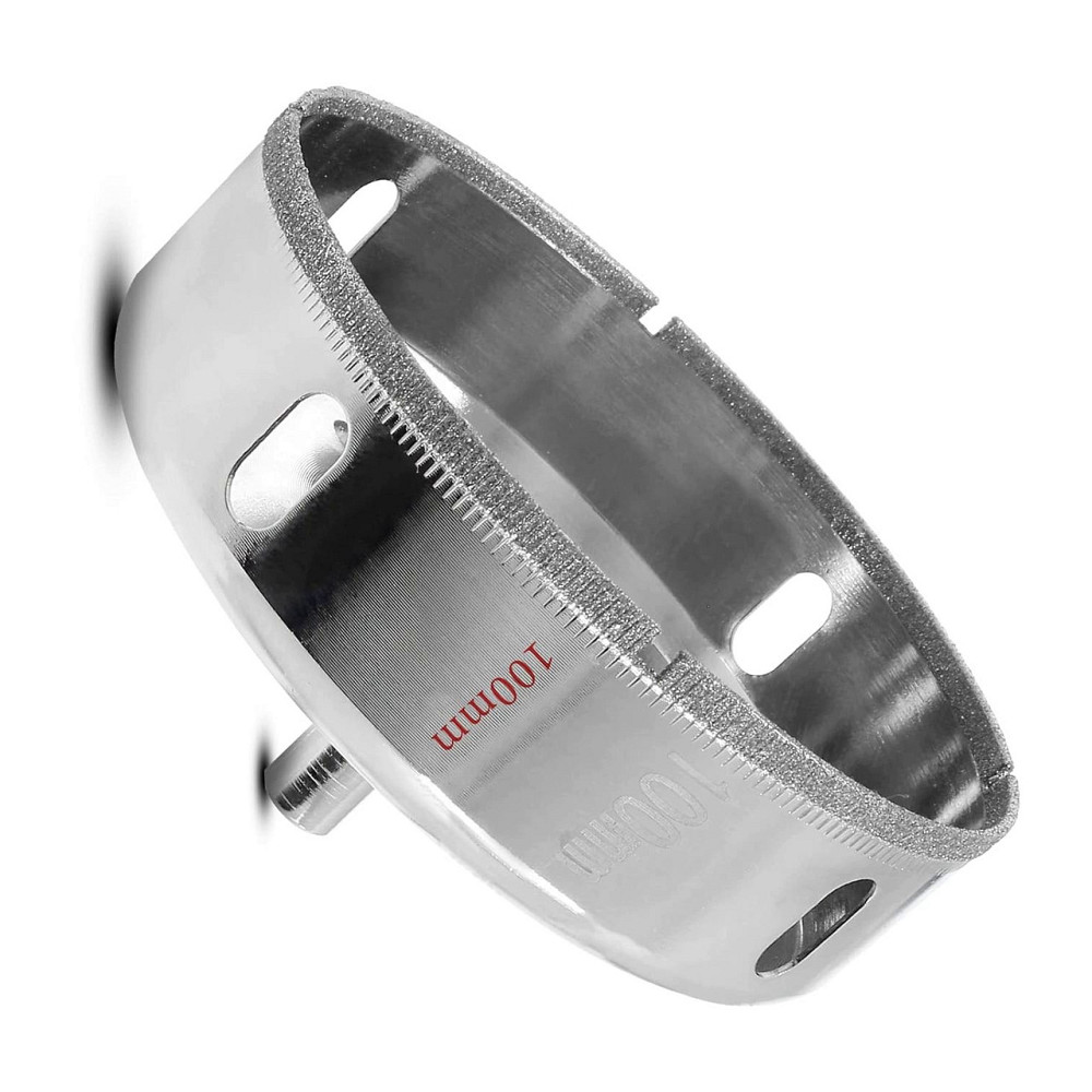 Алмазна коронка 100 мм по плитці/керамограніту/склу, під дриль, хвостовик 9,5 мм, з бічними вікнами (859340129) Київ - фото 1