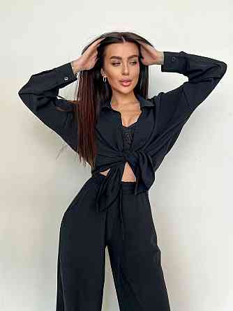 Женский стильный привлекательный костюм американский креп Черный, 44/46 Одесса