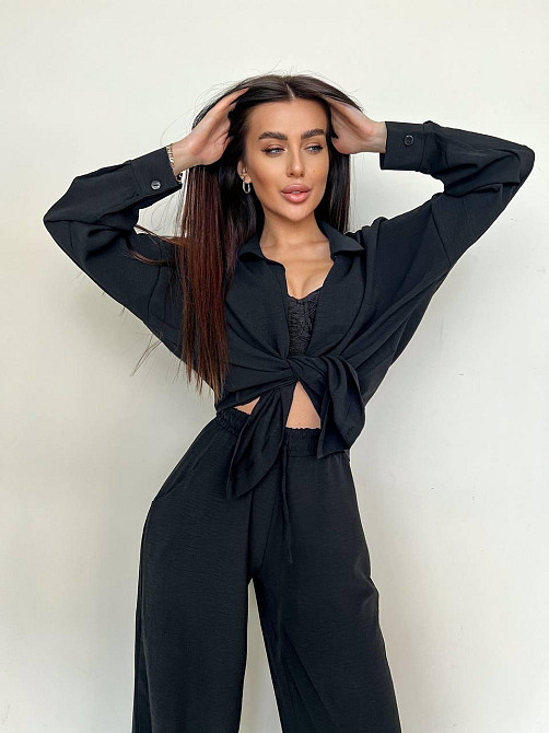 Женский стильный привлекательный костюм американский креп Черный, 44/46 Одесса - изображение 3