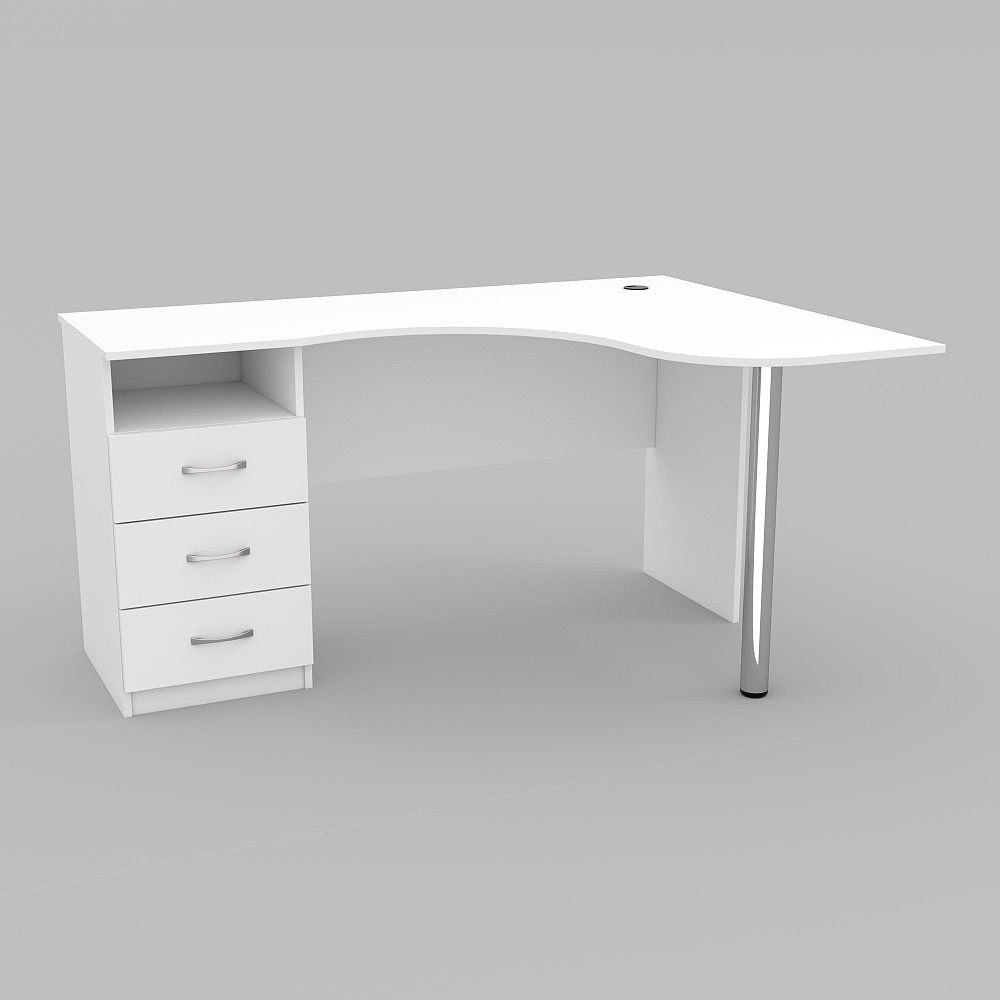 Стіл кутовий з шухлядами ОСК-4, Білий, 1500/1100/760 Львів - фото 1
