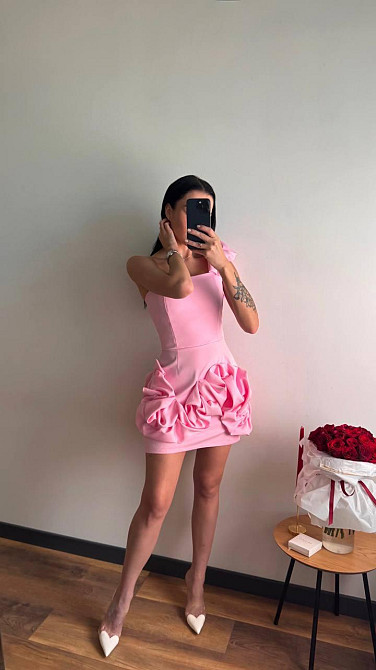 Женское праздничное мини платье с воланами костюмка барби. Розовый, 44/46 Одесса - изображение 5