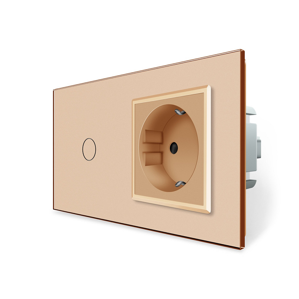 LIVOLO Розумний сенсорний EC вимикач 1 сенсор 1 розетка LIVOLO золото матове скло Коломия - фото 1