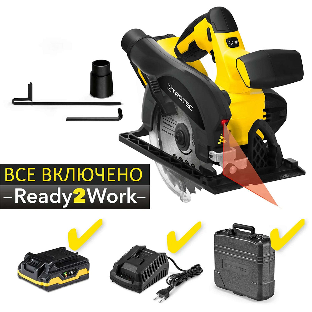 Пила циркулярная аккумуляторная Trotec PCSS 10-20V + кейс (4430000110) Вінниця - фото 1