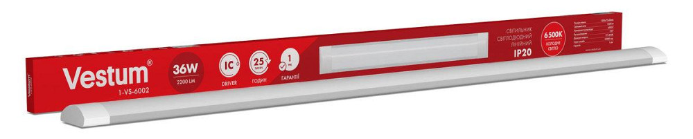 Світлодіодний лінійний світильник 1,2м 36W 6500K Київ - фото 1
