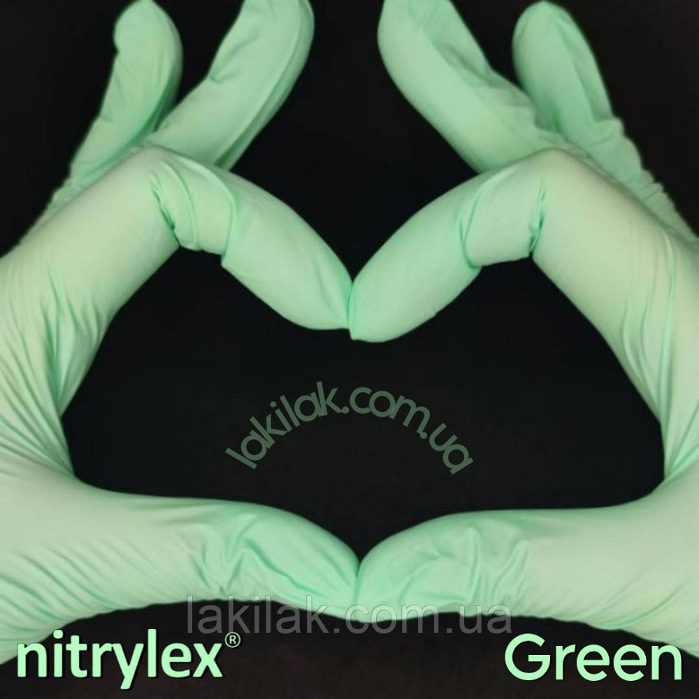 Рукавички нітрилові Nitrylex розмір S Green 3,5гр (м'ятні) 1 пара Херсон - фото 1
