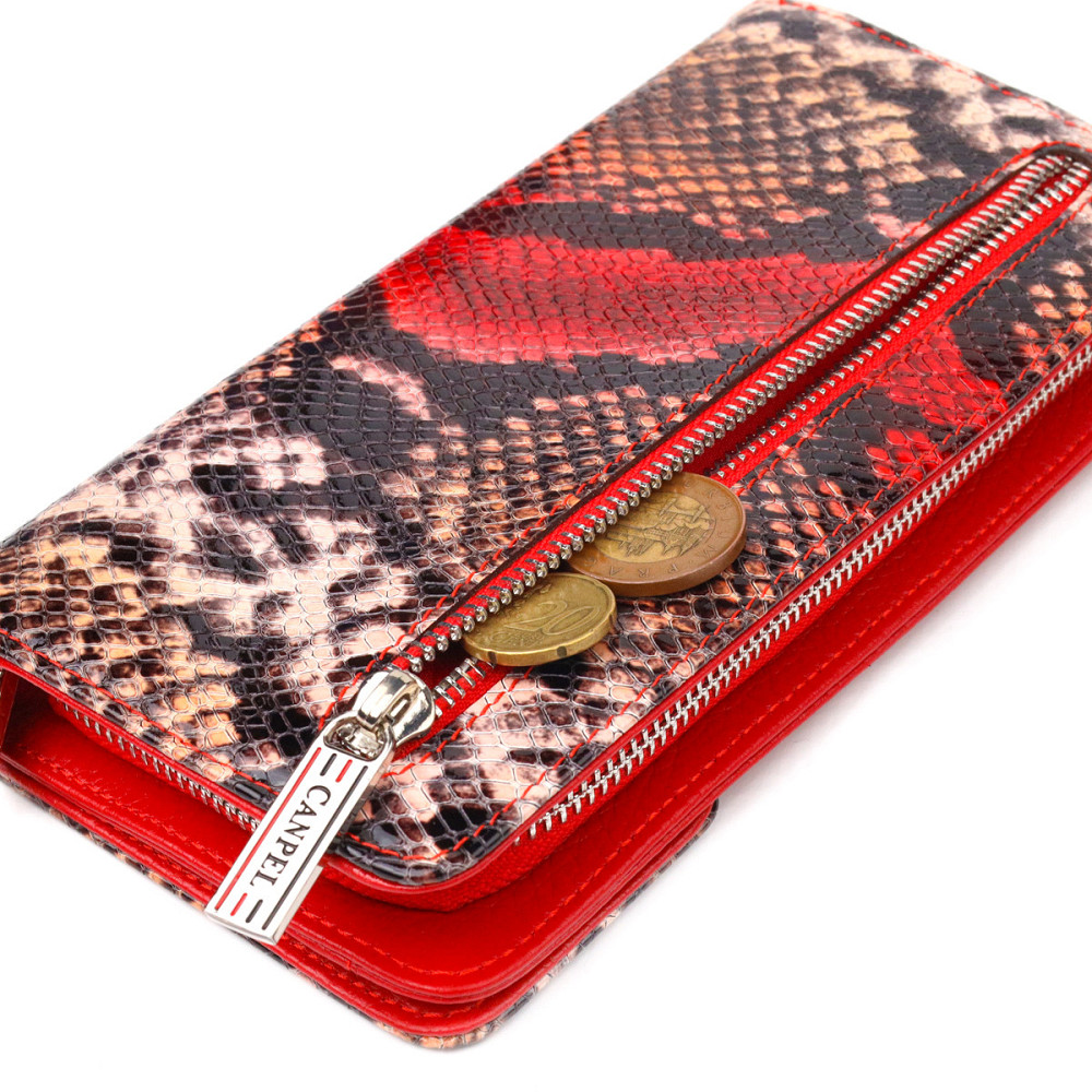Лаковане портмоне клатч з натуральної шкіри з тисненням під змію CANPELLINI 21541 Різнокольорове Київ - фото 8