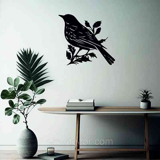 Декоративное настенное Панно «Птица», Декор на стену 70*63 см, Черный Киев