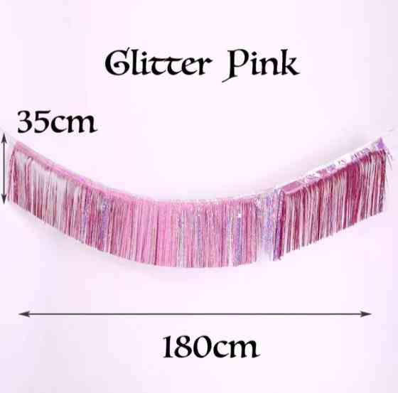 Дождик гирлянда с голограммой 180 на 35 см розовый Киев