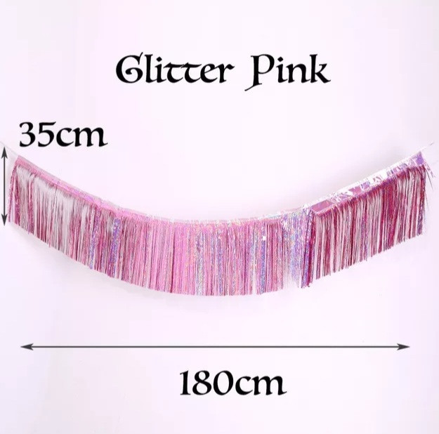 Дождик гирлянда с голограммой 180 на 35 см розовый Киев - изображение 2