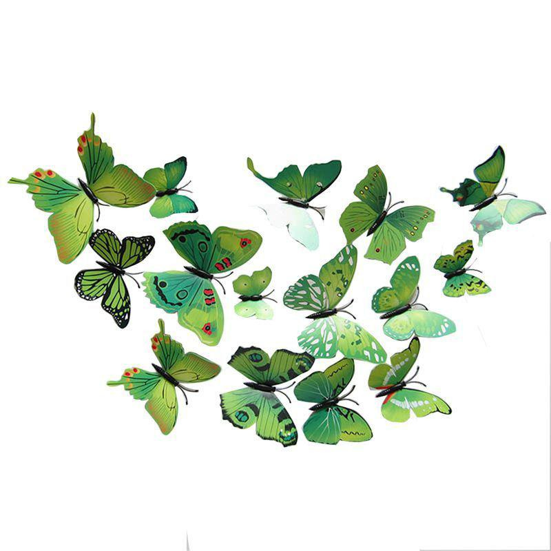 Зеленые бабочки на магните - в наборе 12шт. разных размеров, пластик, в набор так же входит скотч Киев - изображение 2