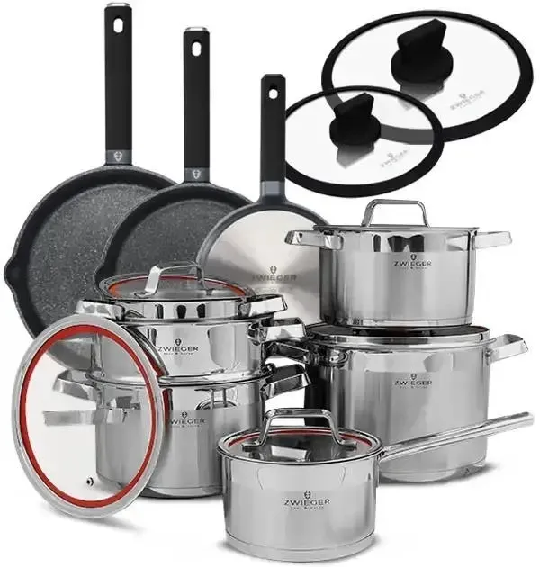 Zwieger Klassiker Комплект Garnków Z Pokrywkami 11 El + Сковорідки Vesna 20 24 28Cm +Кришки (Zwk28) Київ - фото 1
