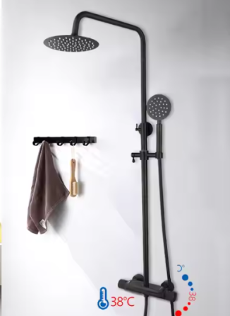 Душовий гарнітур 2 в 1 стаціонарний і ручний душ із латуні з функцією масажу, Чорний Кам'янець-Подільський