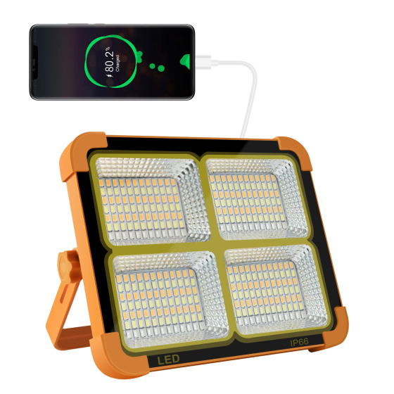 Акумуляторний прожектор із сонячною панеллю та PowerBank (2400 мАг): кемпінговий LED ліхтар Type-C для дому Одеса