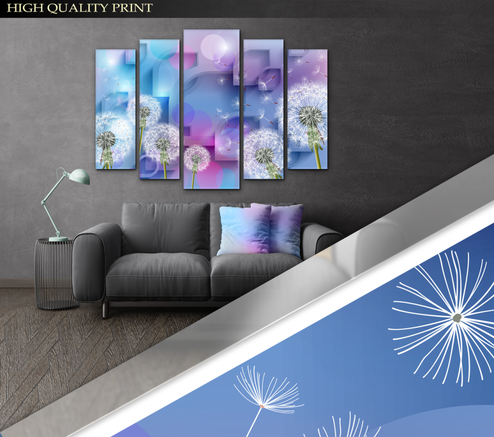 Модульна картина у вітальню / спальню Абстракція Яскраві Кульбаби Art-388_5 ( 80х118см ) Київ - фото 2