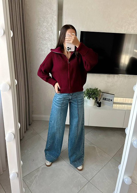 Жіноча базова оверсайз кофта з блискавкою машинна в'язка Одеса - фото 2