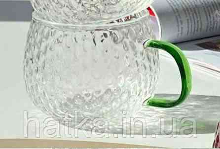 Кухоль чашка Olens "Драго" 430 мл 8030-263 прозорий із зеленою ручкою Київ