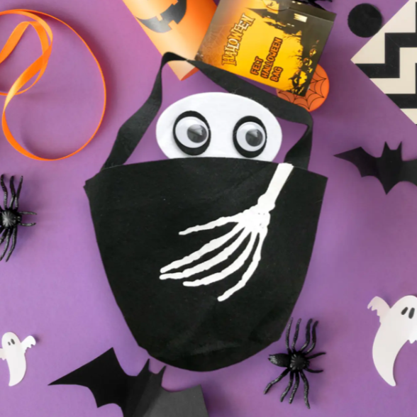 Сумка для конфет на хэллоуин Скелет 22 на 16 см чорно-белый Киев - изображение 1