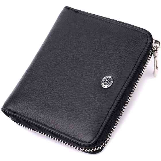 Портмоне для женщин на молнии в классическом цвете из натуральной кожи ST Leather 19488 Черный Киев