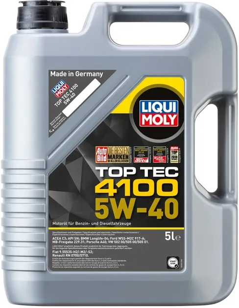 Моторна олива Liqui Moly 9511 Top Tec 4100 SAE 5W-40 — синтетична формула для захисту сучасних двигунів Ковель - фото 1