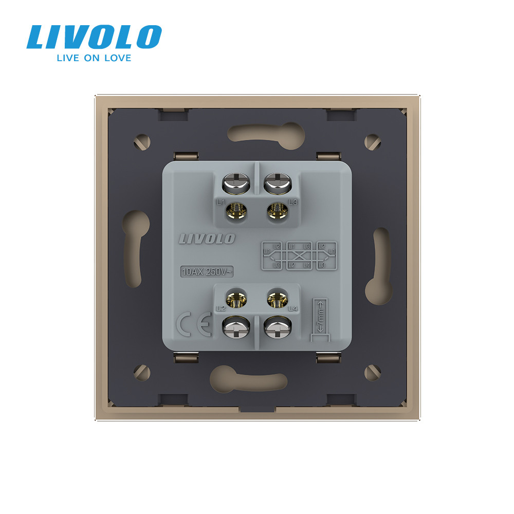 LIVOLO Одноклавішний перехресний вимикач Livolo золото скло (VL-C7FCMM10A-2AP) Коломыя - изображение 6