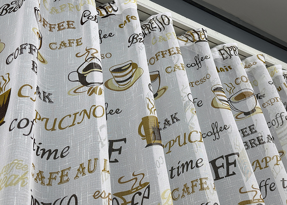 Тюль лен с принтом цвет молочный с коричневым 1792т Киев - изображение 8