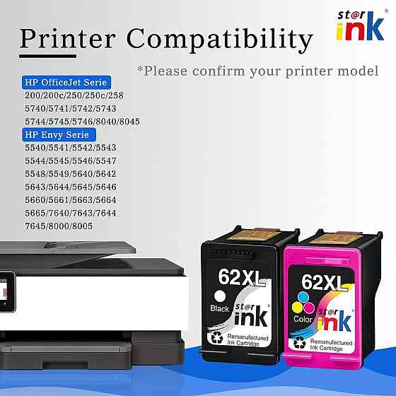 Б/У Залишок 50% Універсальна упаковка картриджів Print expert MOOHO 62XL для HP OfficeJet Дніпро