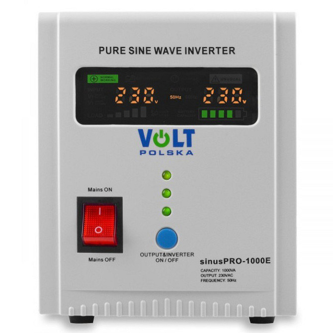 Гібридний ДБЖ інвертор Volt Polska SINUS PRO 1000E 12V 220V 700/1000W (3SP091012E) Київ - фото 2