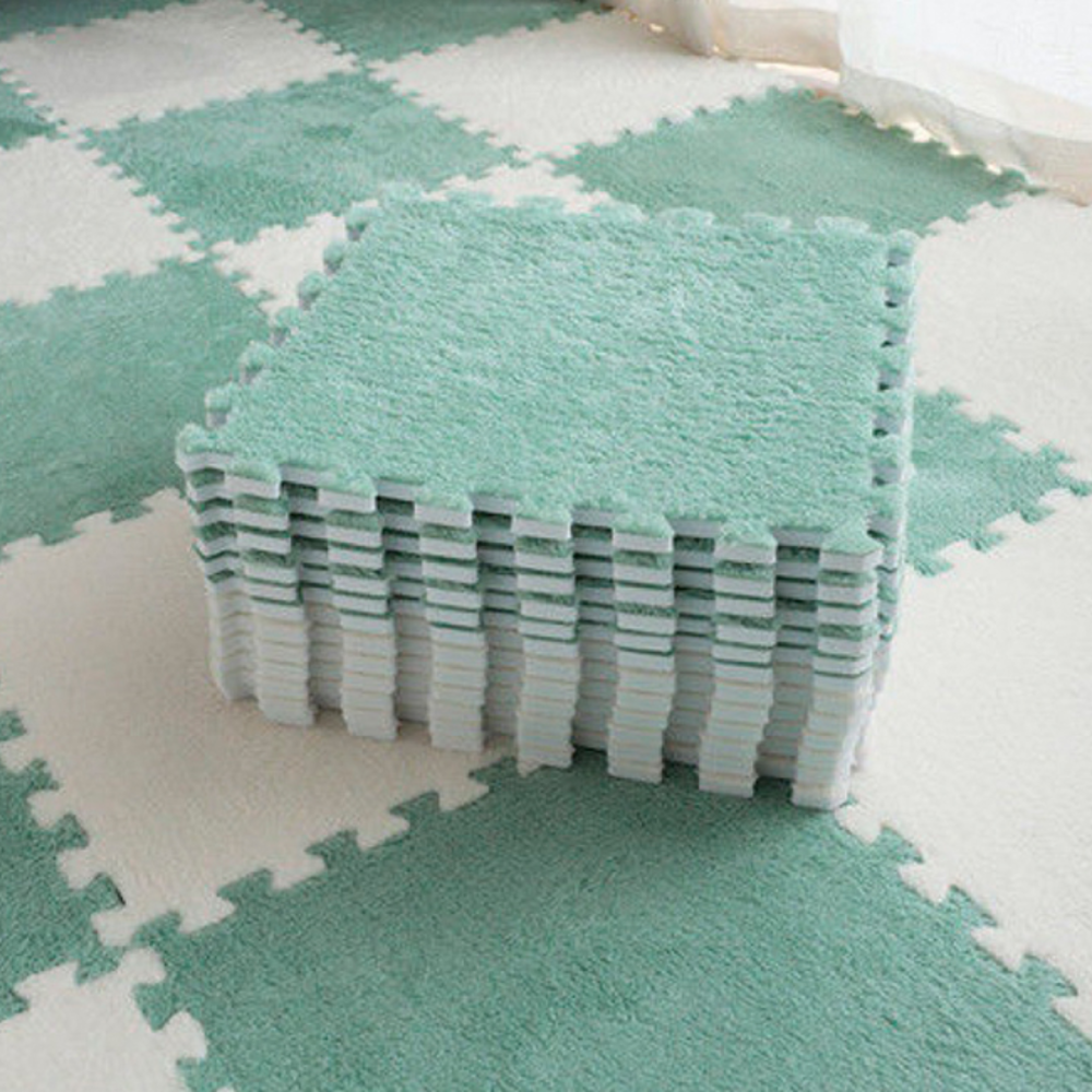 Килимок-пазл з плюшевим покриттям, термокилимок для будинку, м'який дитячий мат, 30x30см колір зелений Кам'янець-Подільський - фото 2