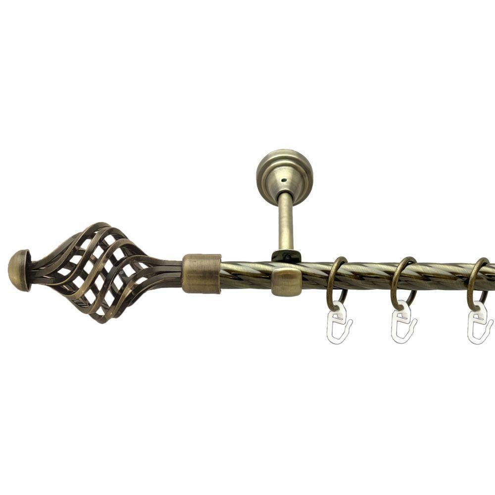 Карниз Orvit Арезо металевий однорядний відкритий скручена труба кільце металеве Антик 16 мм 240 см (00-00022283) Львів - фото 1