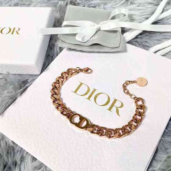 Діор браслет ланцюг, рожеве золото │Брендовий браслет Діор/Dior, позолота Одеса