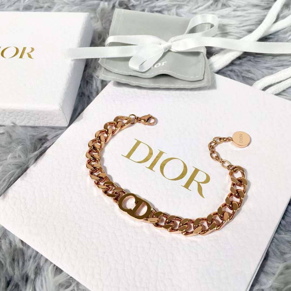 Діор браслет ланцюг, рожеве золото │Брендовий браслет Діор/Dior, позолота Одеса - фото 1