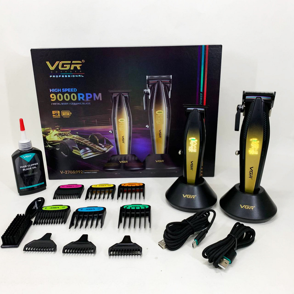 Профессиональная машинка для стрижки волос с насадками VGR V-270 V-992 GOLD, Електромашинка для стрижки YN-48 Львов - изображение 5