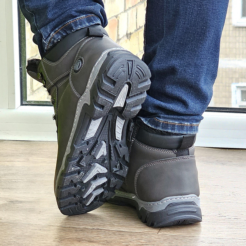 Ботинки Зимние Мужские на Меху Серые Зима Мех Прошитые (размеры: 40,41,42,43,44,45) Видео Обзор Днепр - изображение 6