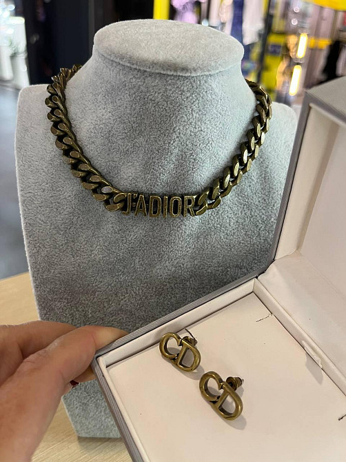 Стильне кольє ланцюг із логотипом Dior колір бронза │чокер ланцюг Одеса - фото 1