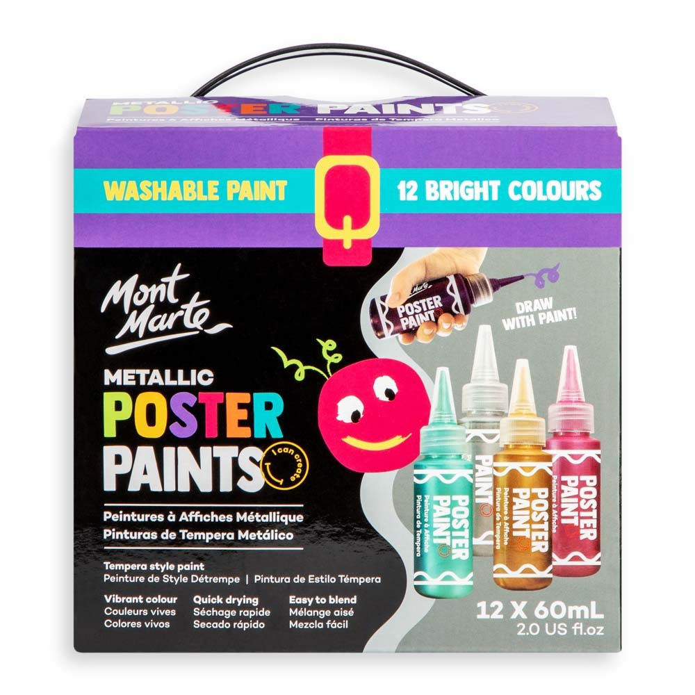 Металлические краски для плакатов постеров Mont Marte Metallic Poster Paints 12pc x 60ml Каменец-Подольский - изображение 5