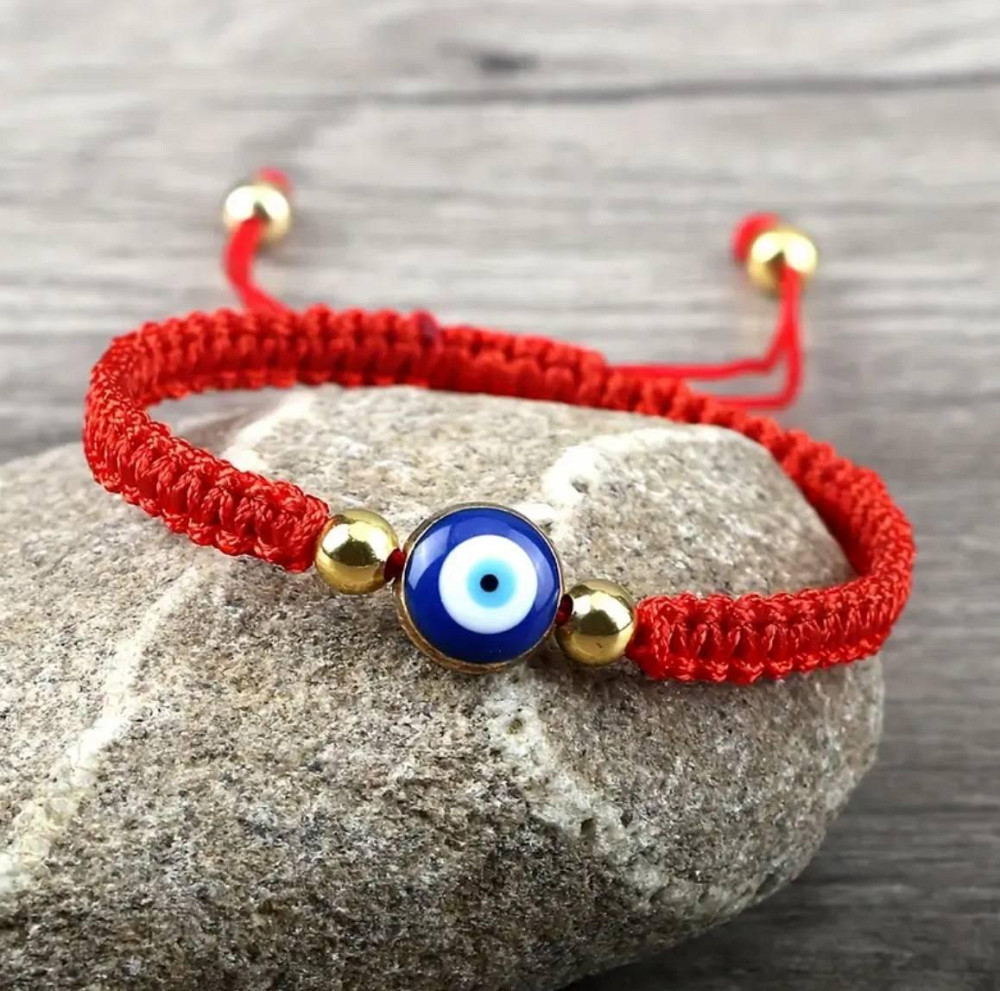 Красный браслет с «лым глазом» — амулет на защиту, регулируемый шнурок Киев - изображение 3