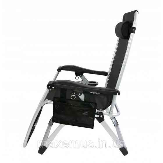 Раскладное кресло шезлонг туристический Bonro BG-006 черный + карман Садовый лежак пляжный шезлонг Мостиска