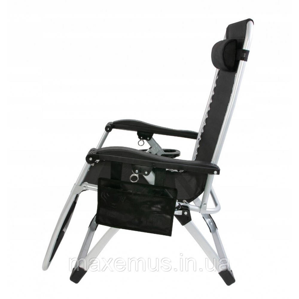 Раскладное кресло шезлонг туристический Bonro BG-006 черный + карман Садовый лежак пляжный шезлонг Мостиска - изображение 3