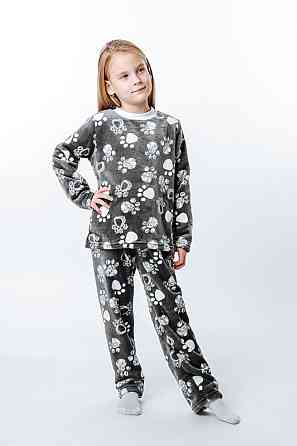 Пижама детская, тёплая, тёмно-серая, топ Крохатушка одяг 116 Киев